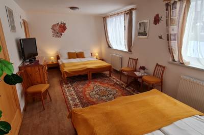 Ubytovanie Lienka 4 - spálňa s dvomi manželskými posteľami a TV, Ubytovanie Lienka, Nová Lesná