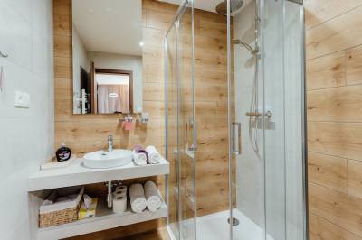 Apartmán Kriváň a Chopok - kúpeľňa so sprchovacím kútom, BudinSKI Apartmány &amp; Wellness, Pavčina Lehota