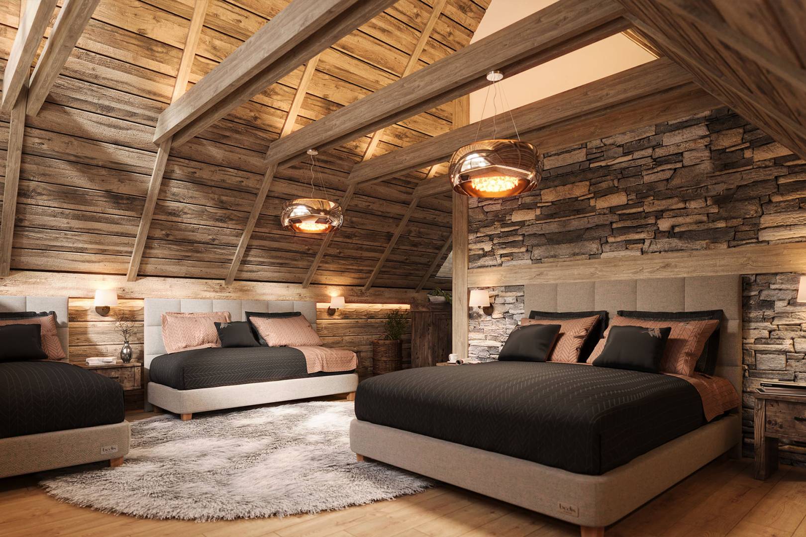 Spálňa, Chalets Kvačianska dolina, Huty