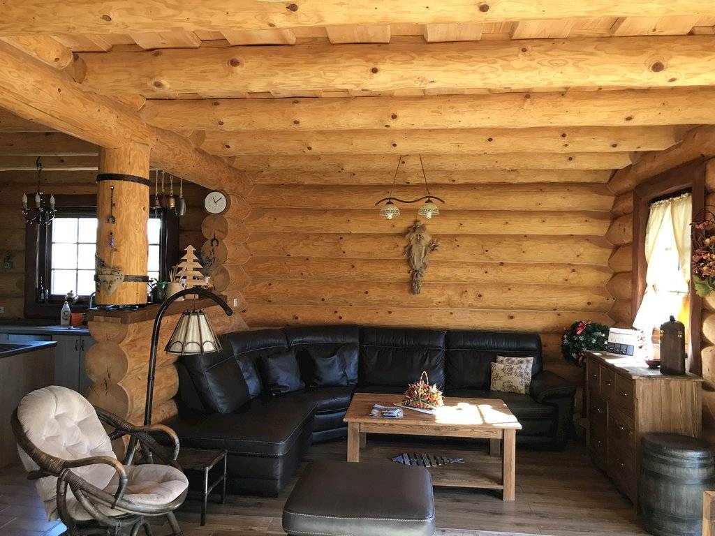 Obývačka, Zrubový rekreačný dom, Liptovský Trnovec