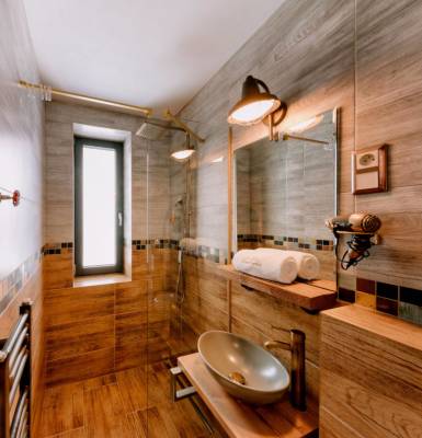 Industrial kúpeľňa so sprchovacím kútom, Apartmán Exclusive line - Chata MartinSki, Martin