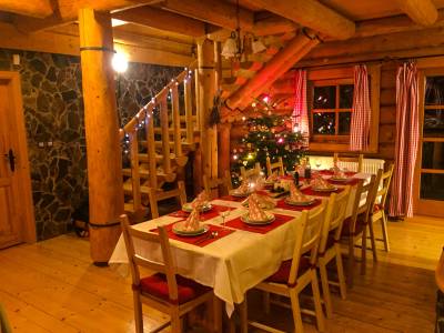 Jedáleň vianoce, Zrubový dom na Samote, Hodruša - Hámre