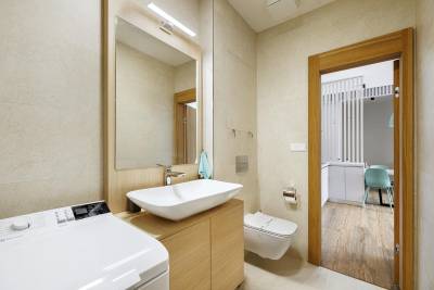 Kúpeľňa s toaletou a pračkou, AC Apartmán Bernard 3.2, Vysoké Tatry