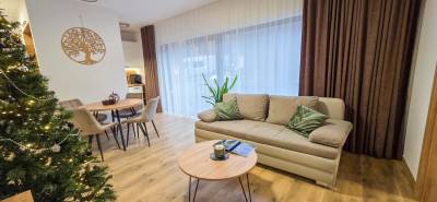 Obývačka so SMART TV a gaučom, Apartmanica Hrabovo 32 - 3A, Ružomberok