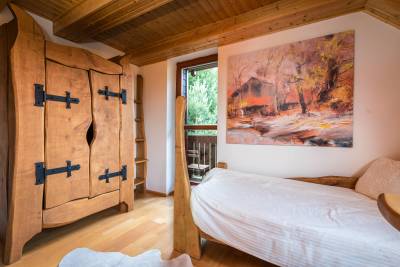 2-lôžková spálňa s 2 samostatnými posteľami s vstupom na balkón, Villa Oddy, Stará Lesná