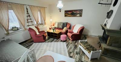 Obývačka s gaučovým sedením, Chalupa Mia Jamnik Liptov, Jamník