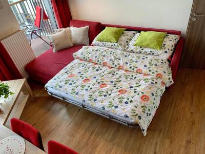 Spálňa s manželskou posteľou a prístelkou, Apartmán Kubo, Vysoké Tatry
